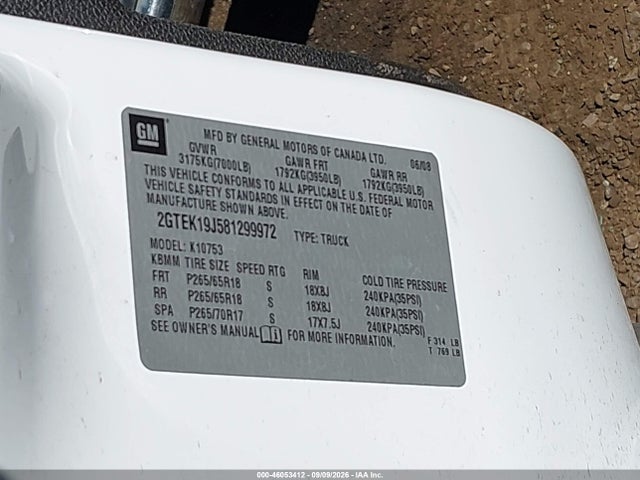 Продаж на аукціоні авто 2008 Gmc Sierra 1500 Slt, vin: 2GTEK19J581299972, номер лоту: 46053412