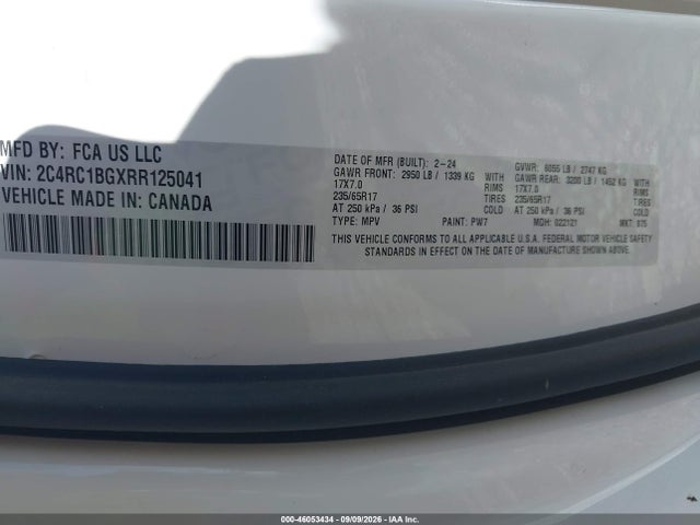Продаж на аукціоні авто 2024 Chrysler Pacifica Touring L, vin: 2C4RC1BGXRR125041, номер лоту: 46053434