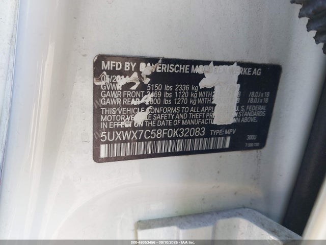 Aukcja sprzedaży 2015 Bmw X3 Xdrive35i, vin: 5UXWX7C58F0K32083, numer aukcji: 46053456