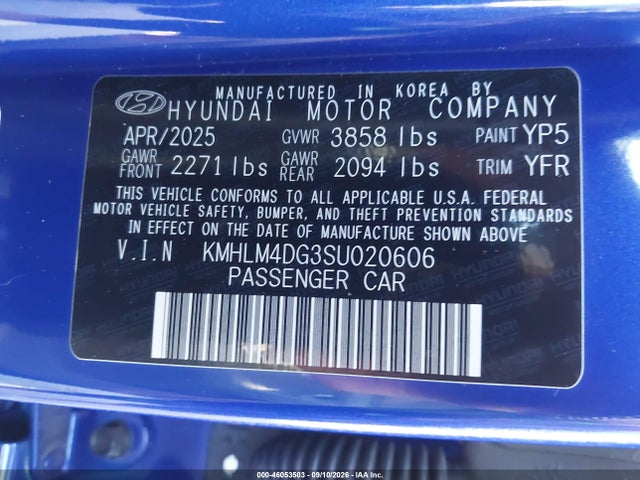 Продаж на аукціоні авто 2025 Hyundai Elantra Sel Sport, vin: KMHLM4DG3SU020606, номер лоту: 46053503