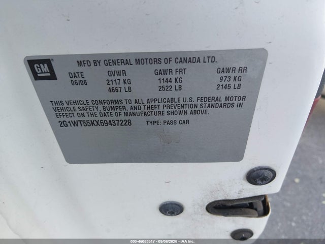 Aukcja sprzedaży 2006 Chevrolet Impala Lt, vin: 2G1WT55KX69437228, numer aukcji: 46053517