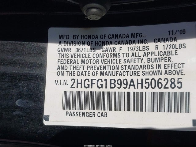 Продаж на аукціоні авто 2010 Honda Civic Ex-l, vin: 2HGFG1B99AH506285, номер лоту: 46053526