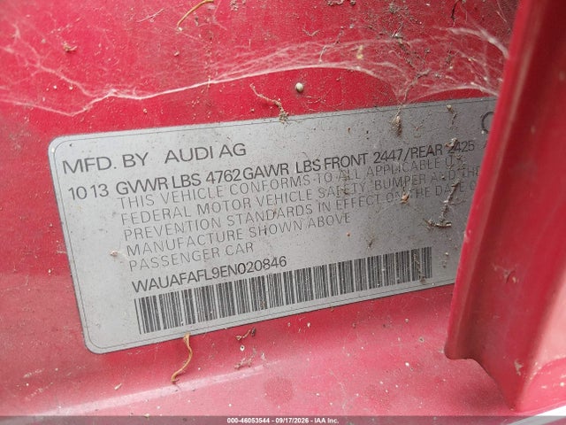 46053544 :رقم المزاد ، WAUAFAFL9EN020846 vin ، 2014 Audi A4 2.0t Premium مزاد بيع