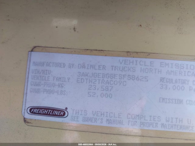 Aukcja sprzedaży 2014 Freightliner Cascadia 125, vin: 3AKJGEBG8ESFS8625, numer aukcji: 46053564