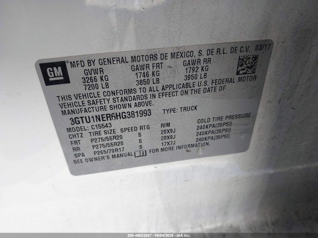 3GTU1NER6HG381993 GMC Sierra 1500 Slt