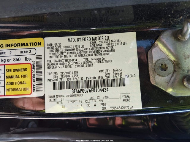 Aukcja sprzedaży 2014 Ford Fusion S, vin: 3FA6P0G76ER104434, numer aukcji: 46053573