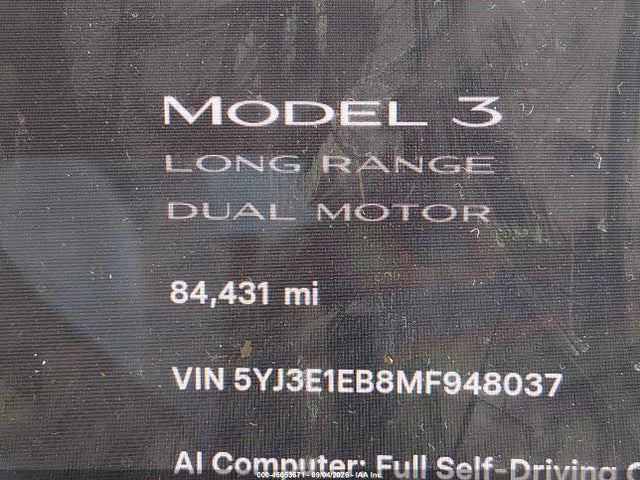 5YJ3E1EB8MF948037 Tesla Model 3 Long Range Dual Motor All-wheel Drive
