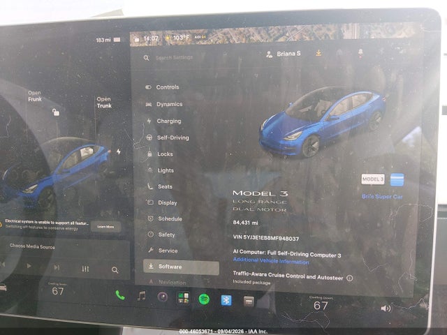 5YJ3E1EB8MF948037 Tesla Model 3 Long Range Dual Motor All-wheel Drive