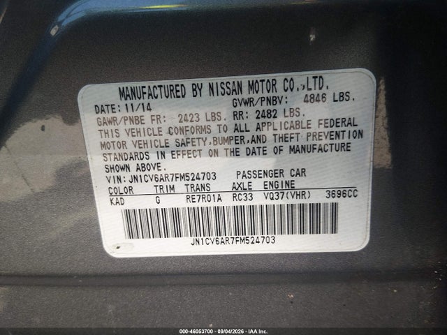 JN1CV6AR7FM524703 Infiniti Q40