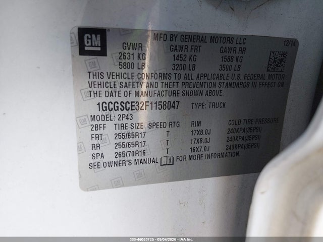 1GCGSCE32F1158047 Chevrolet Colorado Z71