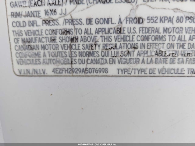 Продаж на аукціоні авто 2010 Kz 4ez, vin: 4EZFH2929A5076998, номер лоту: 46053746