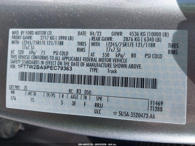 Продаж на аукціоні авто 2023 Ford F-250 Xl, vin: 1FT7W2BA9PEC79363, номер лоту: 46053755