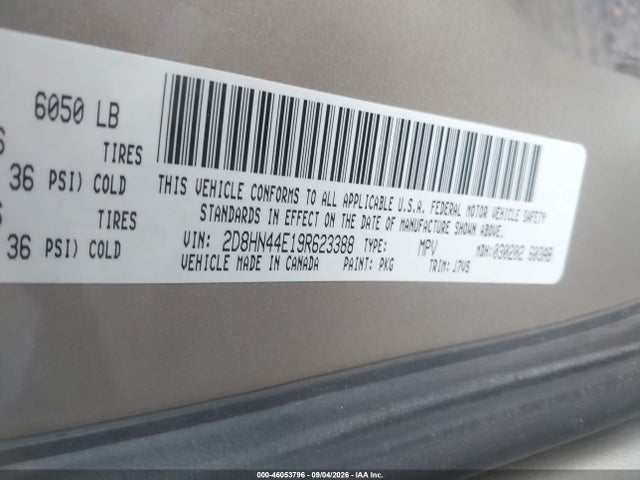 46053796 :رقم المزاد ، 2D8HN44E19R623388 vin ، 2009 Dodge Grand Caravan Se مزاد بيع