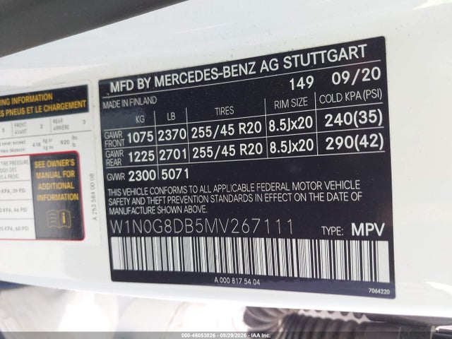 Aukcja sprzedaży 2021 Mercedes-benz Glc 300 Suv, vin: W1N0G8DB5MV267111, numer aukcji: 46053826