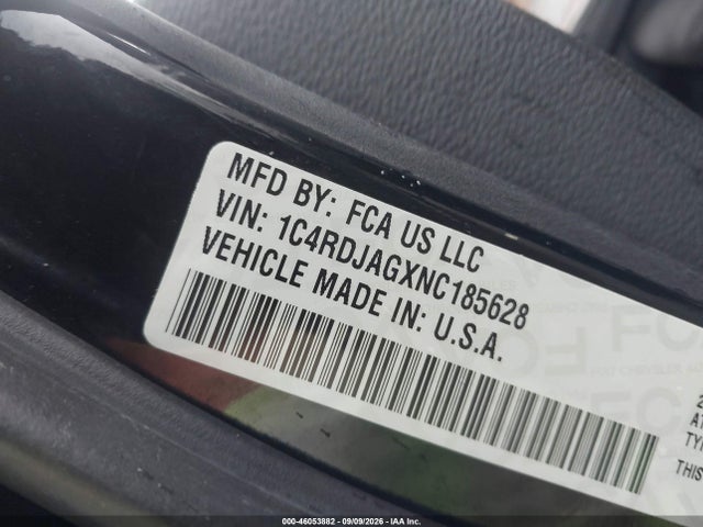 46053882 :رقم المزاد ، 1C4RDJAGXNC185628 vin ، 2022 Dodge Durango Sxt Awd مزاد بيع
