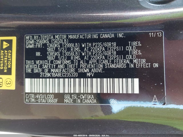 Продажа на аукционе авто 2014 Lexus Rx 350, vin: 2T2BK1BA8EC235320, номер лота: 46053916