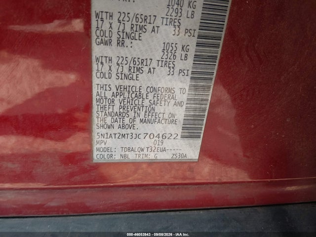 Продаж на аукціоні авто 2018 Nissan Rogue Sv, vin: 5N1AT2MT3JC704622, номер лоту: 46053943