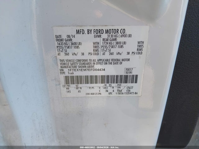 Продажа на аукционе авто 2014 Ford F-150 Xl, vin: 1FTEX1EM7EFD04434, номер лота: 46053952