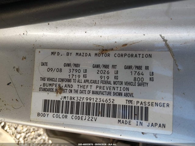 Продажа на аукционе авто 2009 Mazda Mazda3 I, vin: JM1BK32F991234652, номер лота: 46053976
