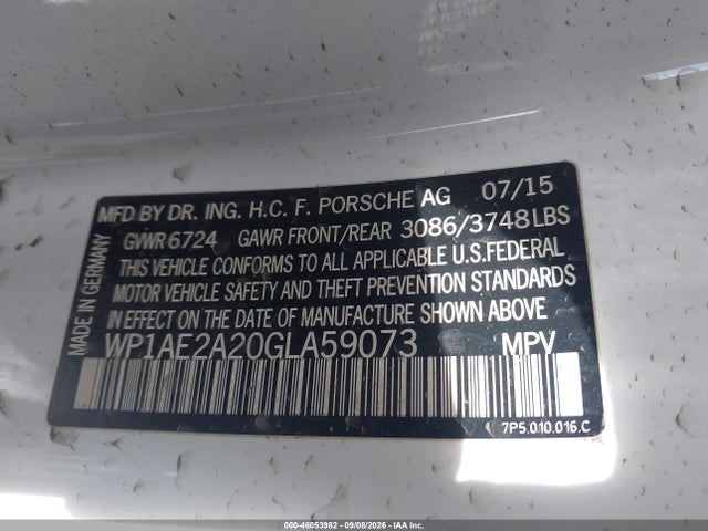 Продажа на аукционе авто 2016 Porsche Cayenne E-hybrid S, vin: WP1AE2A20GLA59073, номер лота: 46053982