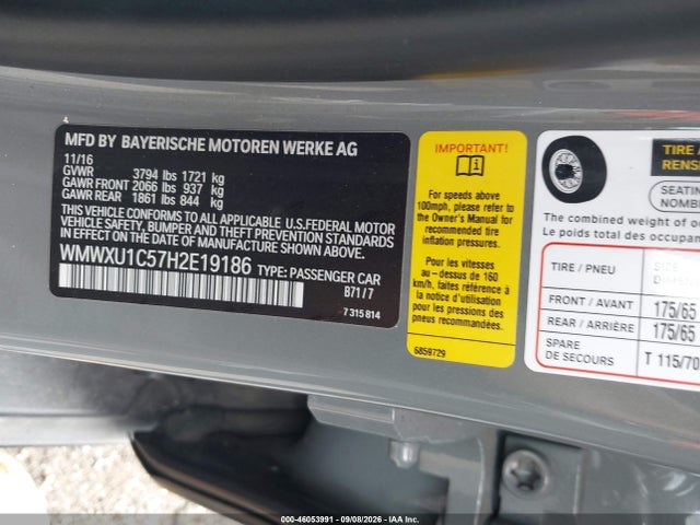 Продажа на аукционе авто 2017 Mini Hardtop Cooper, vin: WMWXU1C57H2E19186, номер лота: 46053991