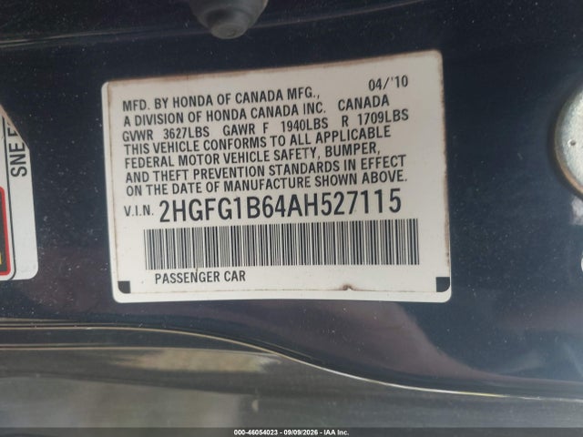 Продаж на аукціоні авто 2010 Honda Civic Lx, vin: 2HGFG1B64AH527115, номер лоту: 46054023