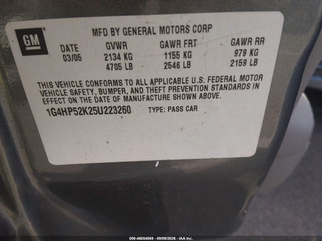 2005 Buick Lesabre Custom მანქანა იყიდება აუქციონზე, vin: 1G4HP52K25U223260, აუქციონის ნომერი: 46054069