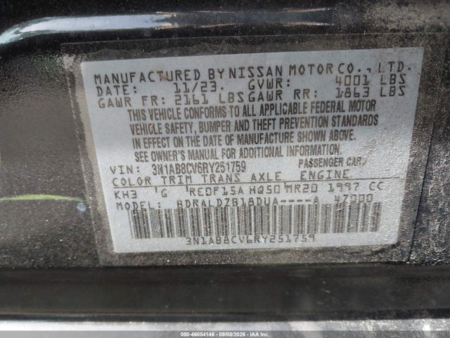 Продажа на аукционе авто 2024 Nissan Sentra Sv Xtronic Cvt, vin: 3N1AB8CV6RY251759, номер лота: 46054146