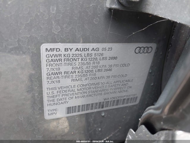 46054191 :رقم المزاد ، WA1DECF31P1137131 vin ، 2023 Audi Q3 Premium 45 Tfsi S Line Quattro Tiptronic مزاد بيع