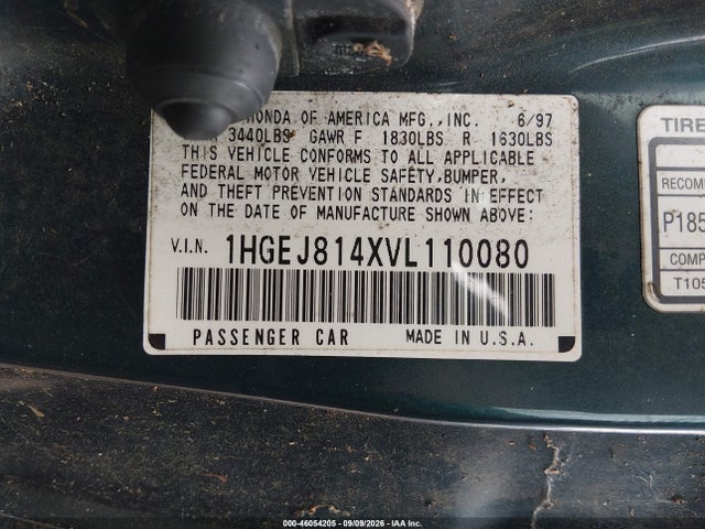 Продаж на аукціоні авто 1997 Honda Civic Ex, vin: 1HGEJ814XVL110080, номер лоту: 46054205