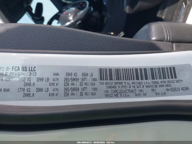 Продажа на аукционе авто 2019 Dodge Durango Gt Plus Awd, vin: 1C4RDJDG1KC754017, номер лота: 46054215