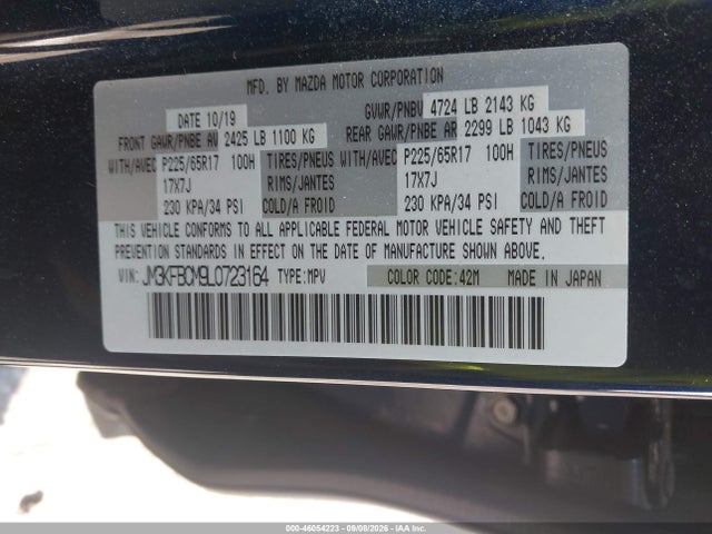 46054223 :رقم المزاد ، JM3KFBCM9L0723164 vin ، 2020 Mazda Cx-5 Touring مزاد بيع