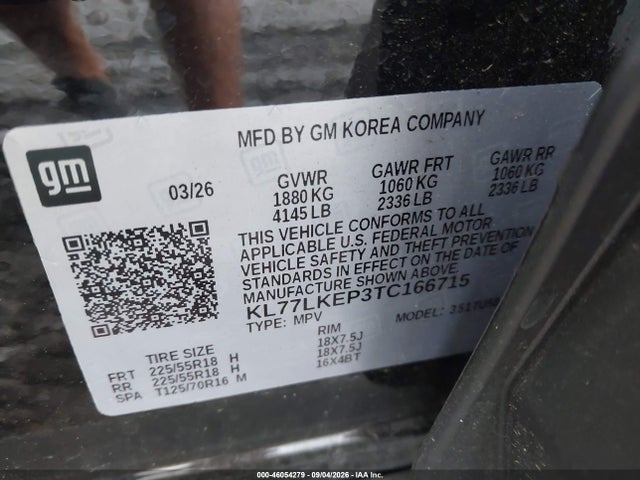 46054279 :رقم المزاد ، KL77LKEP3TC166715 vin ، 2026 Chevrolet Trax Fwd Activ مزاد بيع