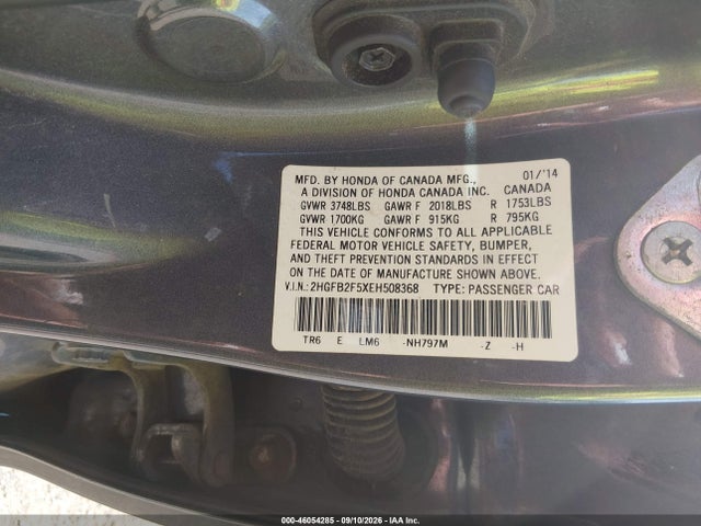 Продаж на аукціоні авто 2014 Honda Civic Lx, vin: 2HGFB2F5XEH508368, номер лоту: 46054285