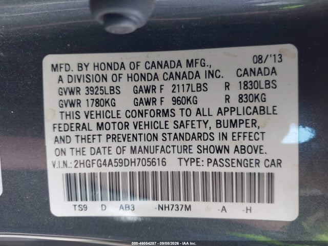 Продажа на аукционе авто 2013 Honda Civic Si, vin: 2HGFG4A59DH705616, номер лота: 46054287