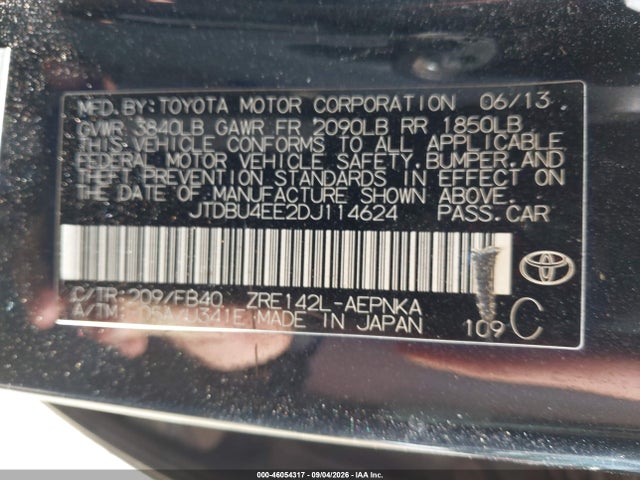 2013 Toyota Corolla Le მანქანა იყიდება აუქციონზე, vin: JTDBU4EE2DJ114624, აუქციონის ნომერი: 46054317