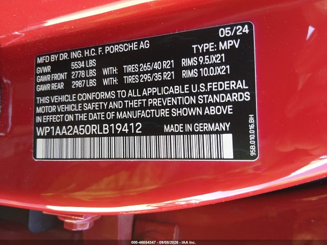 Продаж на аукціоні авто 2024 Porsche Macan T, vin: WP1AA2A50RLB19412, номер лоту: 46054347