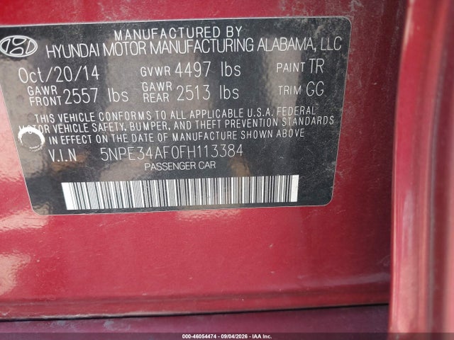 Продаж на аукціоні авто 2015 Hyundai Sonata Sport, vin: 5NPE34AF0FH113384, номер лоту: 46054474