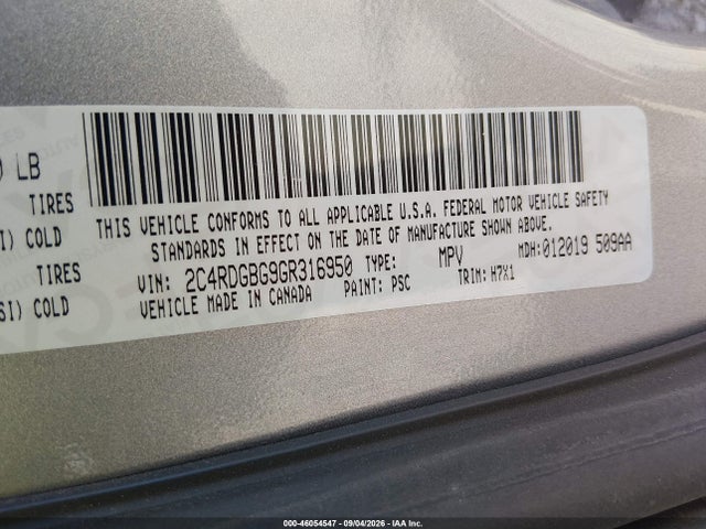 Продаж на аукціоні авто 2016 Dodge Grand Caravan Se, vin: 2C4RDGBG9GR316950, номер лоту: 46054547