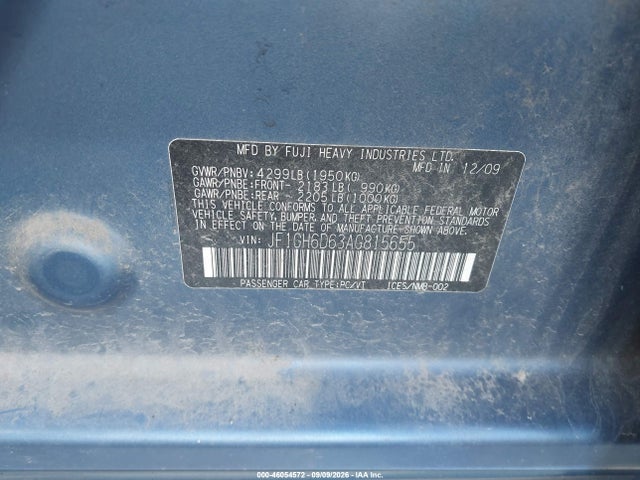 Aukcja sprzedaży 2010 Subaru Impreza Outback Sport, vin: JF1GH6D63AG815655, numer aukcji: 46054572