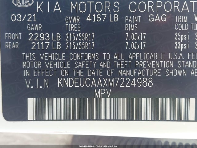 Aukcja sprzedaży 2021 Kia Seltos S, vin: KNDEUCAAXM7224988, numer aukcji: 46054601