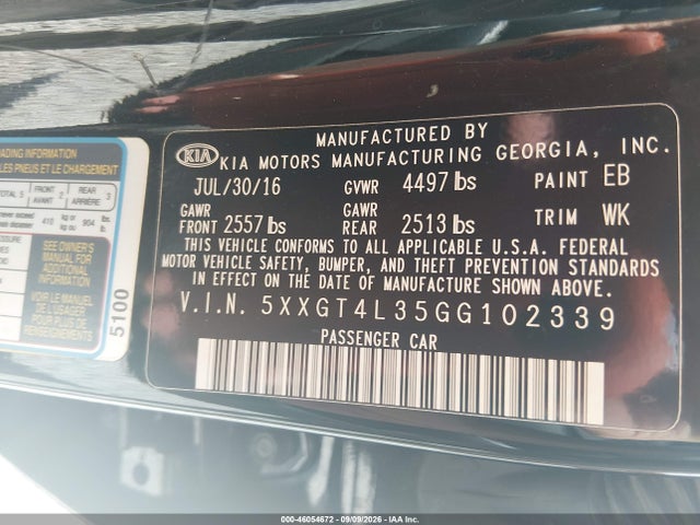 KIA Optima Lx 2016 5XXGT4L35GG102339 Image 9
