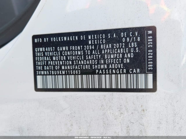 3VWN57BU9KM115063 Volkswagen Jetta 1.4t S