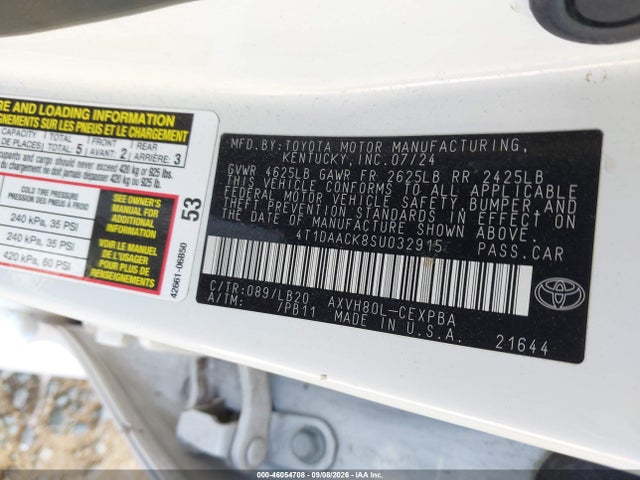 46054708 :رقم المزاد ، 4T1DAACK8SU032915 vin ، 2025 Toyota Camry Xse مزاد بيع