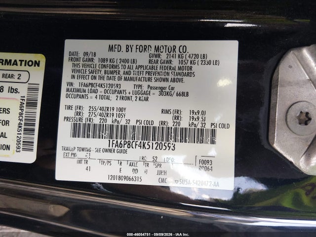 Ford Mustang Gt Premium 2019 1FA6P8CF4K5120593 Image 9