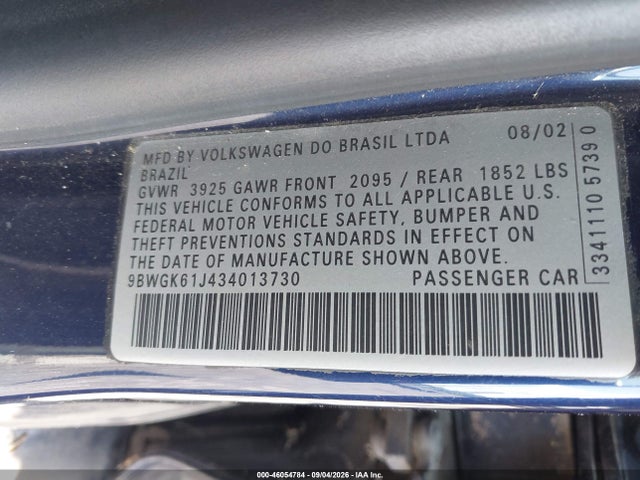 Продажа на аукционе авто 2003 Volkswagen Golf Gls 2.0l, vin: 9BWGK61J434013730, номер лота: 46054784
