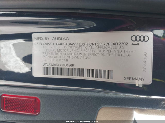 Продажа на аукционе авто 2018 Audi A4 2.0t Tech Ultra Premium/premium Plus, vin: WAULMAF47JN018661, номер лота: 46054844