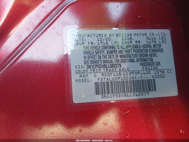 Aukcja sprzedaży 2020 Nissan Kicks Sr Xtronic Cvt, vin: 3N1CP5DV8LL562279, numer aukcji: 46054905