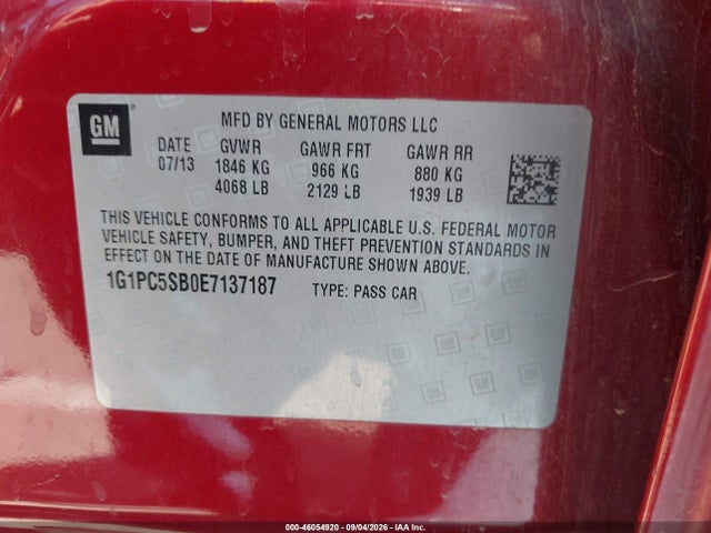 1G1PC5SB0E7137187 Chevrolet Cruze 1lt Auto