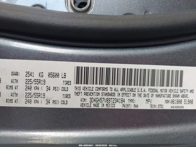 Продаж на аукціоні авто 2009 Dodge Journey Sxt, vin: 3D4GH57V89T234184, номер лоту: 46054941